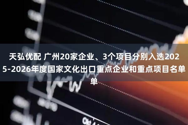 天弘优配 广州20家企业、3个项目分别入选2025-2026年度国家文化出口重点企业和重点项目名单