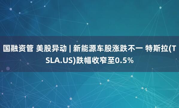 国融资管 美股异动 | 新能源车股涨跌不一 特斯拉(TSLA.US)跌幅收窄至0.5%