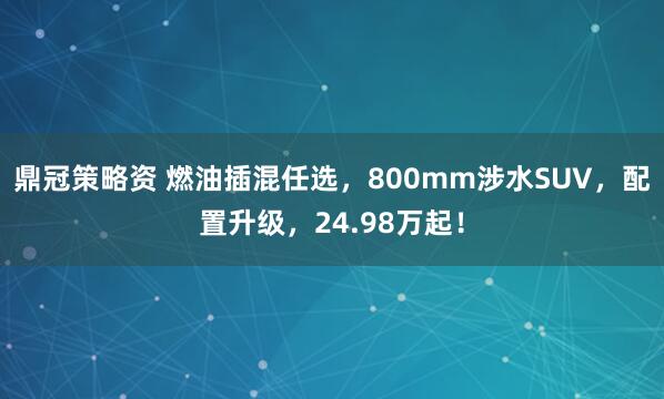 鼎冠策略资 燃油插混任选,800mm涉水SUV,配置升级,24.98万起!